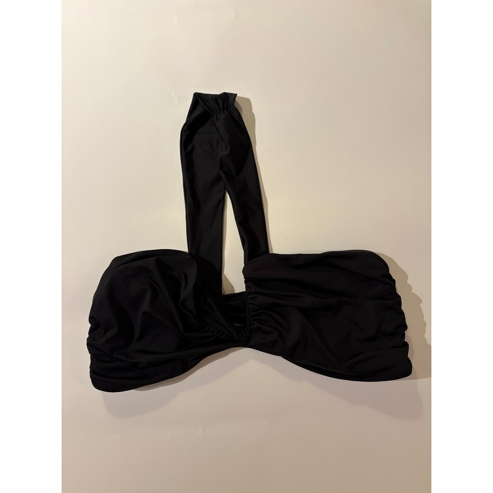 ZARA Black Ruched Halter Top Women's One Shoulder Cutout Bandeau Stretch M
